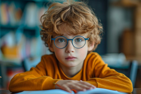 school children girl bboy study, happy pretty cute cool, glasses, backpack apple pen pencil books notebooks student writing kid classroom intellect primary start and end of school bellの素材