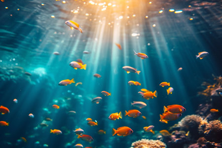beautiful pretty nice cute funny fish in ocean. sea, aquarium, swimming exotic under depth, colorful biology reef, water salt ecosystem nature flora and faunaの素材