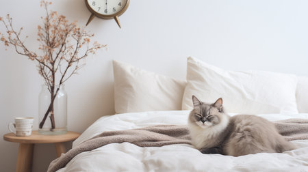 Sleep day, asleep and health problems, insomnia, soft bed time night lazy pillow comfort room, relax melatonin, woman man girl boy, moon star, banner copy space greeting card backgroundの素材
