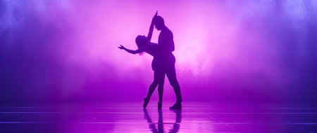 Dance, artistic images created through the plastic movements of the human body, reflects emotional and figurative content of musical works. perfect beautiful color happy posing smiling eleganceの素材