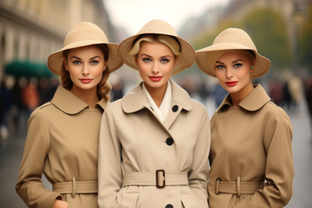 Fashion style of 1960s 1970s years, seventies sixties, elegance pretty cute beautiful retro pop smiling dress glamor, back in past, nostalgia, cool funnyの素材
