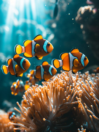 beautiful pretty nice cute funny fish in ocean. sea, aquarium, swimming exotic under depth, colorful biology reef, water salt ecosystem nature flora and faunaの素材