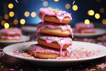 donuts, donuts, fried dough, pastries, sweet rings, treats, icing baking pastries chocolate marshmallow tasty yummy delicious, sugar round unhealthy fat food glazed candyの素材