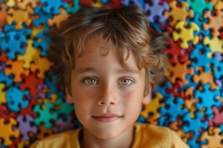 Autism Day, highlight need help improve quality of life, lead full and meaningful lives as an integral part of society, puzzle child illness syndrome support heartの素材