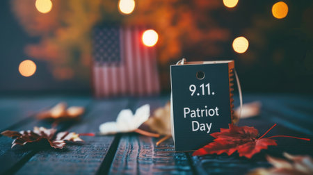 Patriot day, 9.11 September 11 every year in memory of the people who died during the terrorist attacks of 2001, skycraper american twin banner, copy space, backgroundの素材