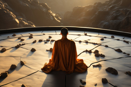 Flow of life: taoism religion, the principles of wu wei and the harmony of opposites, guiding followers to live in accordance with the natural order and achieve spiritual tranquility.の素材