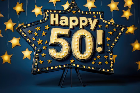 Golden jubilee: happy 50 years, celebrating half a century of memories, achievements, and shared experiences, remarkable journey with joy and gratitude, future.の素材