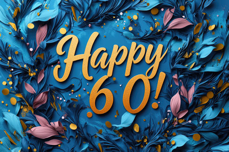 Diamond jubilee: text happy 60 years, celebrating six decades of cherished memories, accomplishments, and enduring relationships, lifetime of joy and looking forward to future adventures.の素材