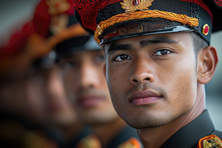 Hero's tribute: Hari Pahlawan, commemorating Indonesia national heroes with solemn ceremonies and heartfelt respect, acknowledging the courage and dedication of the nation's history and independence.の素材