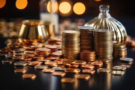 Economic strategy: business idea and design, featuring comprehensive chart for financial investment, money management, wealth building, currency diversification profitable investment ventures.の素材