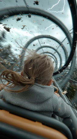 Pulse race: kids adrenaline rush, joy and intensity of youthful thrill-seeking, children experience the electrifying moments that define playful spirit and boundless imaginationの素材