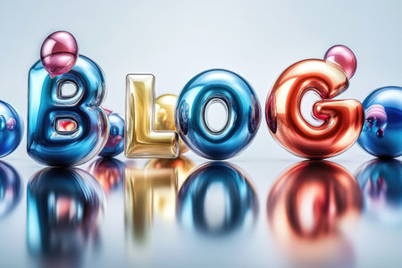 Blog promotion, eye-catching banner design featuring word Blog, ideal for showcasing content, engaging readers, attention with colors and modern typography for effective online visibilityの素材