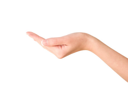 female hand on isolated white backgroundの写真素材