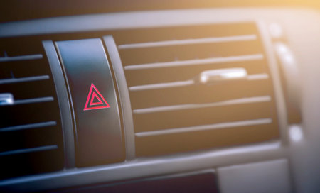 emergency stop button in the carの写真素材