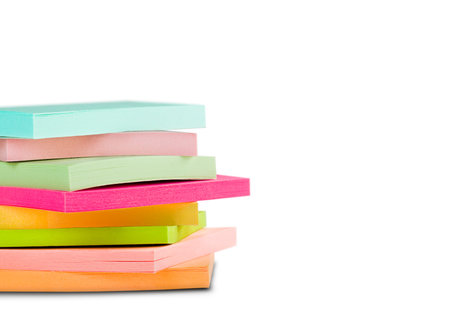 block of sticky notes on isolated white background