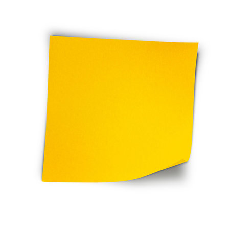 one yellow sticker on white isolated background