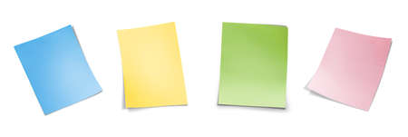 four adhesive note on isolated white backgroundの写真素材