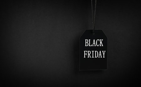 black tag Black Friday on black background