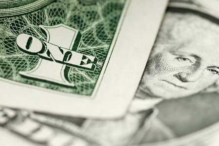 US dollar bills extremely close-up