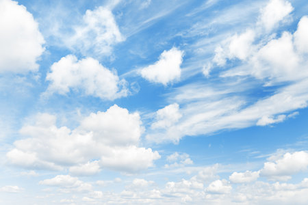 white summer clouds on blue skyの写真素材