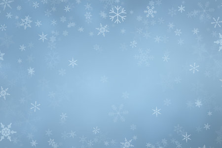 winter light blue background with snowflakesの写真素材