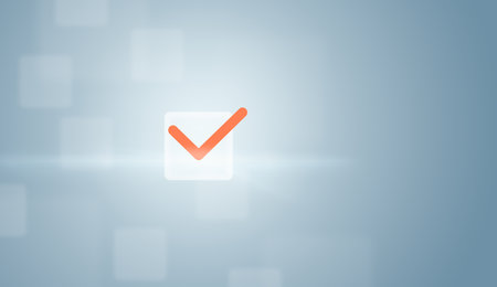 check mark in a holographic square, concept of choiceの写真素材