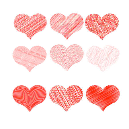set of hearts isolated on whiteのイラスト素材