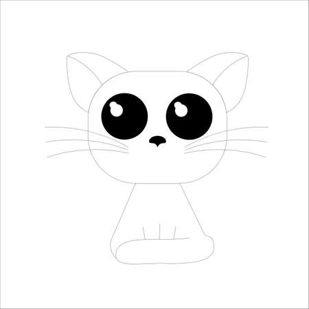 Little kitten sits drawn in vectorのイラスト素材