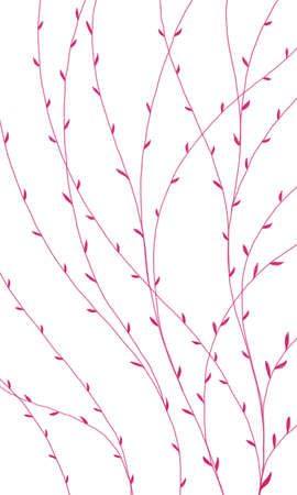 Softness spring Invitation card with abstract crimson colored twigs with leaves on white background. Cute web banner template.の写真素材