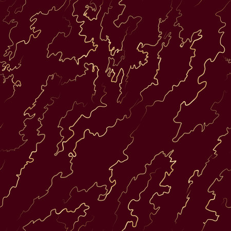 Abstract vector seamless pattern. Burgundy background with golden lightning stripes. Template for textile, wallpaper, cover, web, card, carton, banner, label.のイラスト素材
