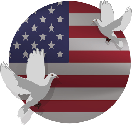 American flag with dovesのイラスト素材