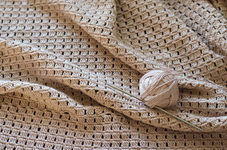 Crochet with beige cotton threads. Simple crochet pattern.