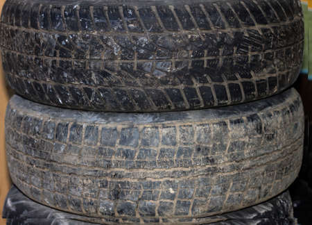 old tires lie on each other. created a patterned backgroundの写真素材