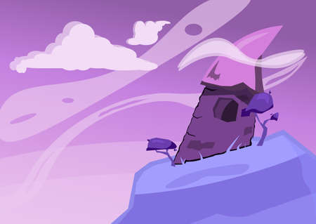 Vector tower on the mountainのイラスト素材