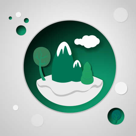 Vector mountains with treesのイラスト素材