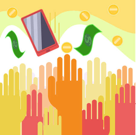 Vector people reaching for moneyのイラスト素材