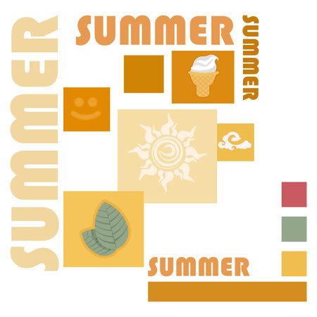 Vector summer icons with text.