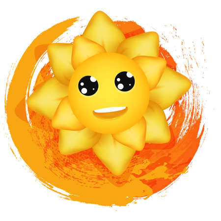 Vector joyous sun on multicolored background.のイラスト素材