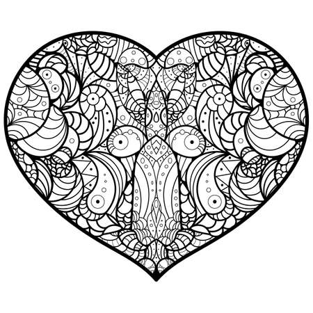 Heart mandala. Oriental pattern, vector illustration.のイラスト素材