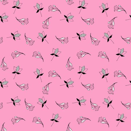 seamless pattern of graphic leaves on a colored backgroundの写真素材