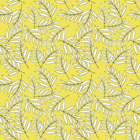 seamless pattern of graphic leaves on a colored backgroundの写真素材