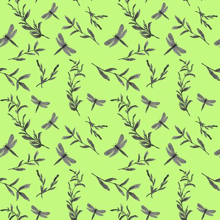 Pattern of graphic plants on a colored backgroundの写真素材