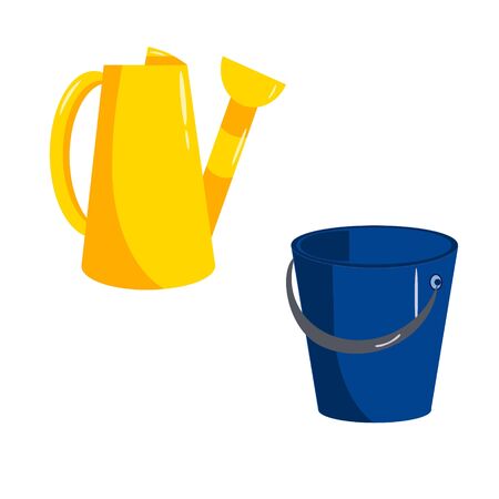Seth with garden watering and bucket. Vector illustration.のイラスト素材