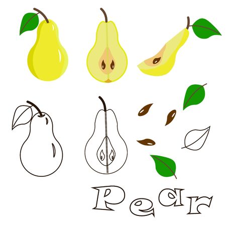 Vector illustration on white background. Food set. Isolated set vector illustration. Food icon pears.のイラスト素材