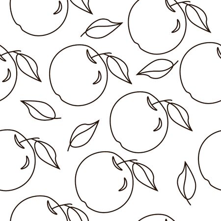 Vegetarian healthy food vector texture. Out line pattern with apples on white background. のイラスト素材