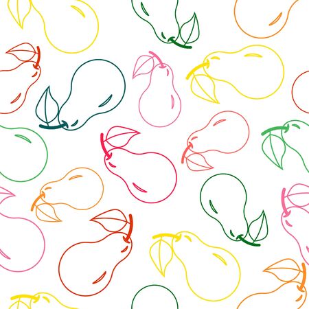Colorful pears. Vector pattern on a white background. For packaging, fabric, scrapbooking.の写真素材
