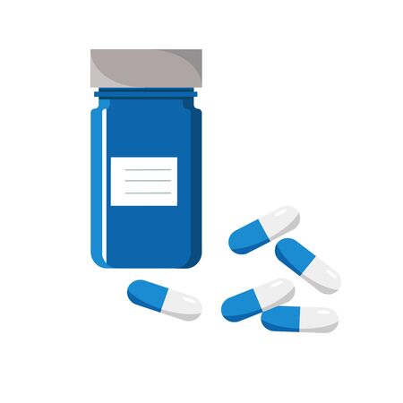 Vial of pills. Medicine concept vector illustration.のイラスト素材