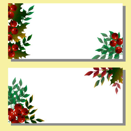 Autumn theme. Horizontal postcard on the theme of autumn. Vector illustrationのイラスト素材