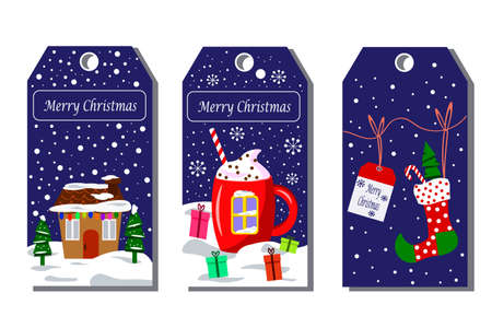 Christmas or New Year tags. Vector illustration.のイラスト素材