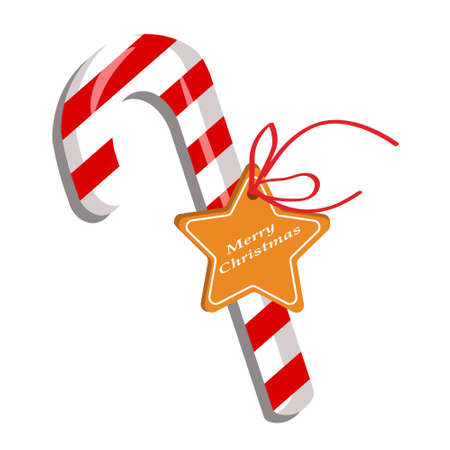 Cookies and sweet cane. Christmas attributes. Postcard template for Christmas and New Year.のイラスト素材